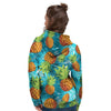 Blue Tropical Hawaiian Pineapple Print Women's Hoodie-grizzshop