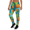 Blue Tropical Hawaiian Pineapple Print Women's Joggers-grizzshop