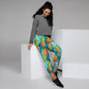 Blue Tropical Hawaiian Pineapple Print Women's Joggers-grizzshop