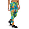 Blue Tropical Hawaiian Pineapple Print Women's Joggers-grizzshop