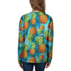 Blue Tropical Hawaiian Pineapple Print Women's Sweatshirt-grizzshop