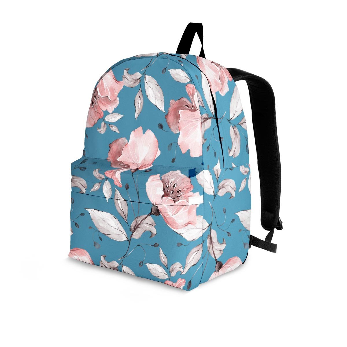Blue Vintage Floral Print Backpack-grizzshop