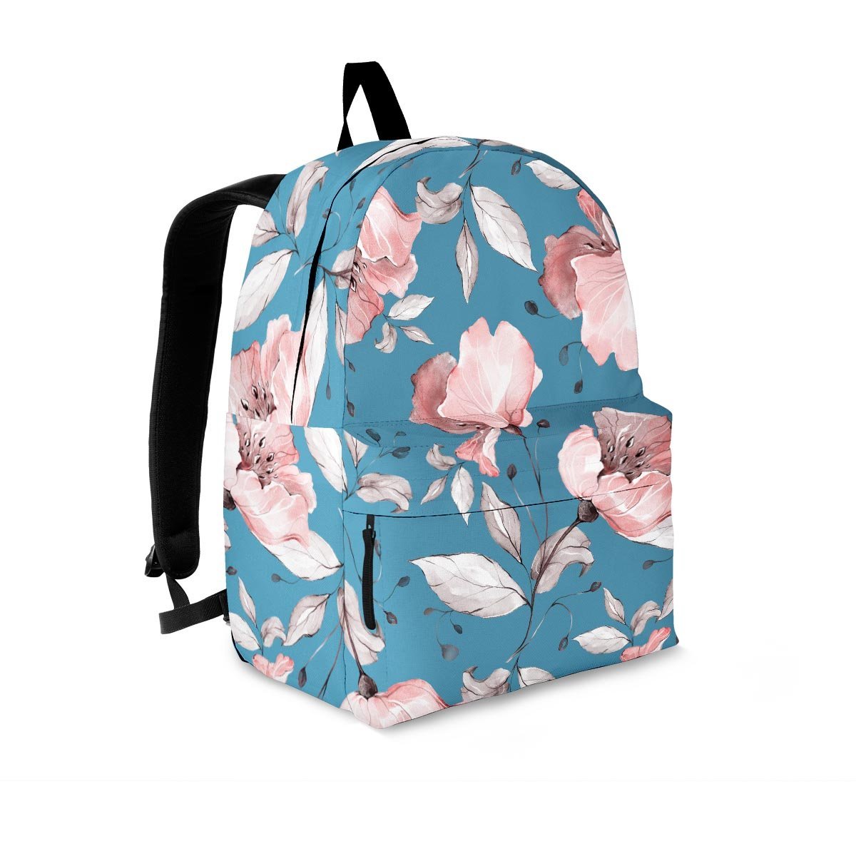 Blue Vintage Floral Print Backpack-grizzshop