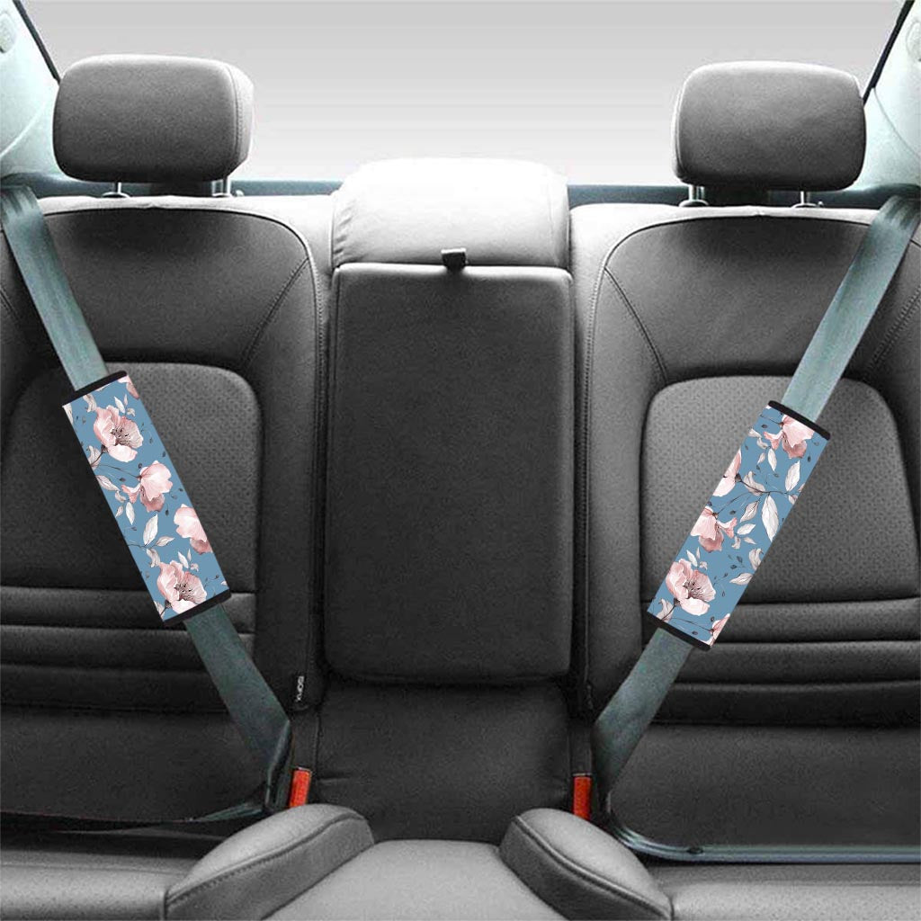 Blue Vintage Floral Print Seat Belt Cover-grizzshop
