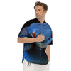 Blue Viper Snake Print Men's Short Sleeve Shirts-grizzshop