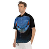 Blue Viper Snake Print Men's Short Sleeve Shirts-grizzshop