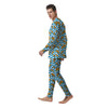 Blue Wave Pizza Print Pattern Men's Pajamas-grizzshop