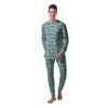 Blue Wave Pizza Print Pattern Men's Pajamas-grizzshop