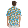 Blue Wave Pizza Print Pattern Men's Short Sleeve Shirts-grizzshop