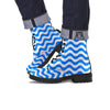 Blue Wave Striped Print Leather Boots-grizzshop
