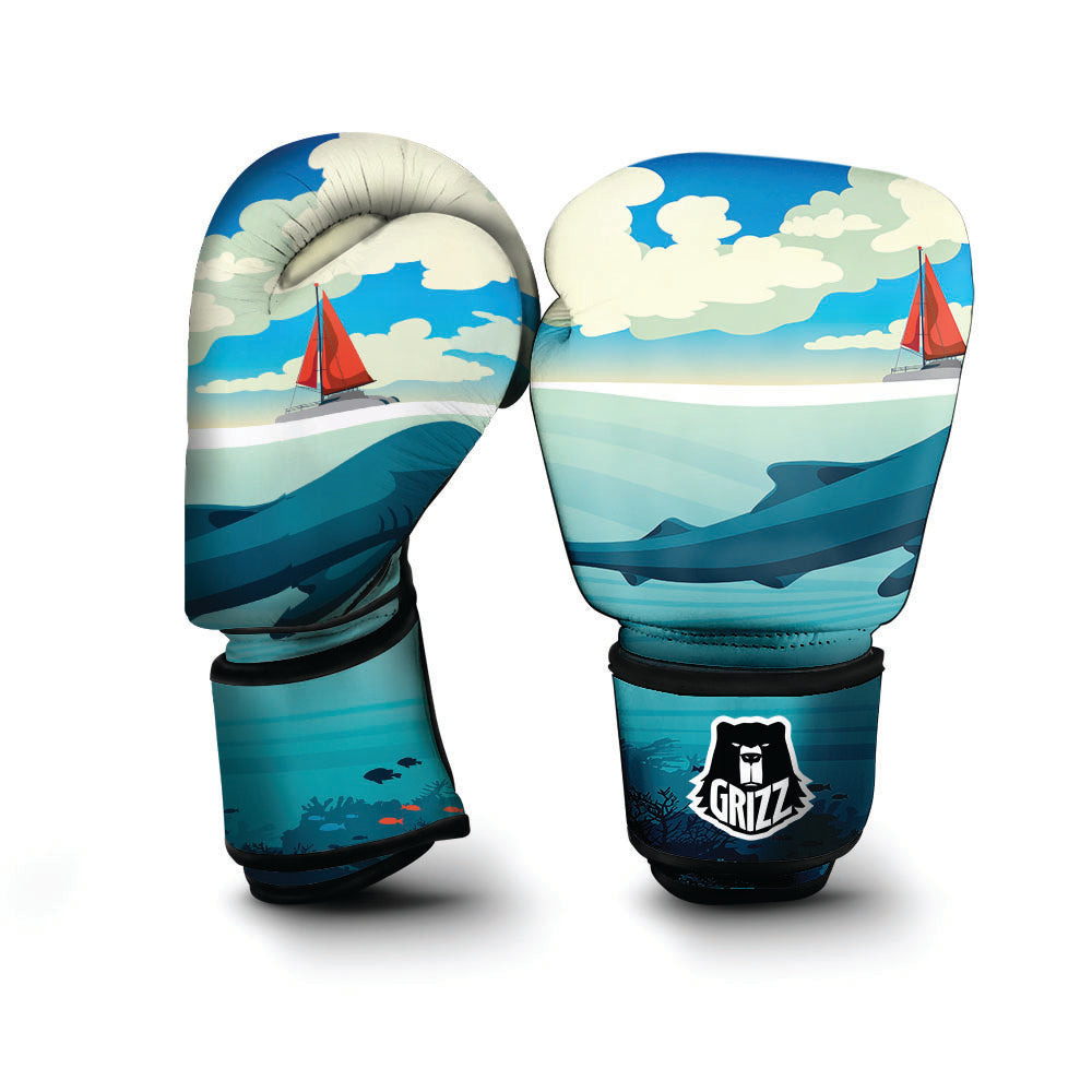 Blue Whale In Deep Sea Print Boxing Gloves-grizzshop