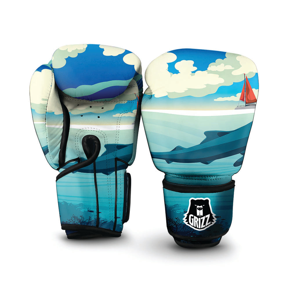 Blue Whale In Deep Sea Print Boxing Gloves-grizzshop