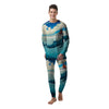 Blue Whale In Deep Sea Print Men's Pajamas-grizzshop