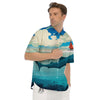 Blue Whale In Deep Sea Print Men's Short Sleeve Shirts-grizzshop