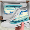 Blue Whale In Deep Sea Print White High Top Shoes-grizzshop