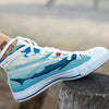 Blue Whale In Deep Sea Print White High Top Shoes-grizzshop