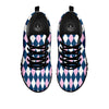 Blue White And Pink Argyle Print Pattern Black Sneaker-grizzshop
