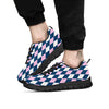 Blue White And Pink Argyle Print Pattern Black Sneaker-grizzshop