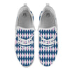 Blue White And Pink Argyle Print Pattern White Athletic Shoes-grizzshop