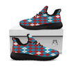 Blue White And Red Argyle Print Pattern Black Athletic Shoes-grizzshop