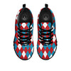 Blue White And Red Argyle Print Pattern Black Sneaker-grizzshop