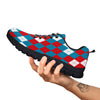 Blue White And Red Argyle Print Pattern Black Sneaker-grizzshop