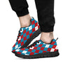 Blue White And Red Argyle Print Pattern Black Sneaker-grizzshop