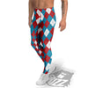 Blue White And Red Argyle Print Pattern Men's Leggings-grizzshop