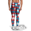 Blue White And Red Argyle Print Pattern Men's Leggings-grizzshop