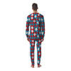 Blue White And Red Argyle Print Pattern Men's Pajamas-grizzshop