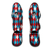 Blue White And Red Argyle Print Pattern Muay Thai Shin Guards-grizzshop