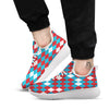 Blue White And Red Argyle Print Pattern White Athletic Shoes-grizzshop