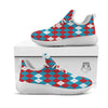 Blue White And Red Argyle Print Pattern White Athletic Shoes-grizzshop