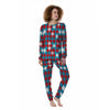 Blue White And Red Argyle Print Pattern Women's Pajamas-grizzshop