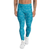 Blue White Mail Print Pattern Men's Leggings-grizzshop