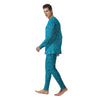 Blue White Mail Print Pattern Men's Pajamas-grizzshop