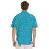 Blue White Mail Print Pattern Men's Short Sleeve Shirts-grizzshop