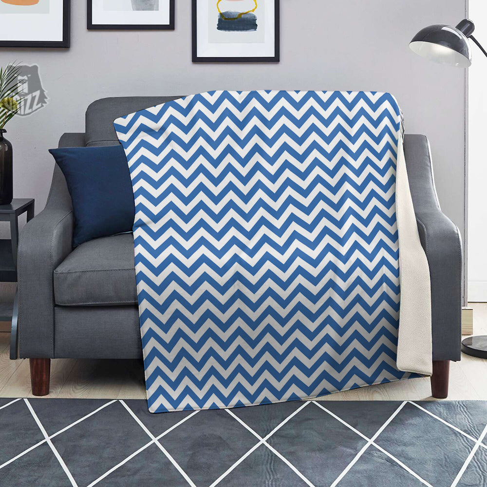 Blue Zigzag Print Pattern Blanket-grizzshop