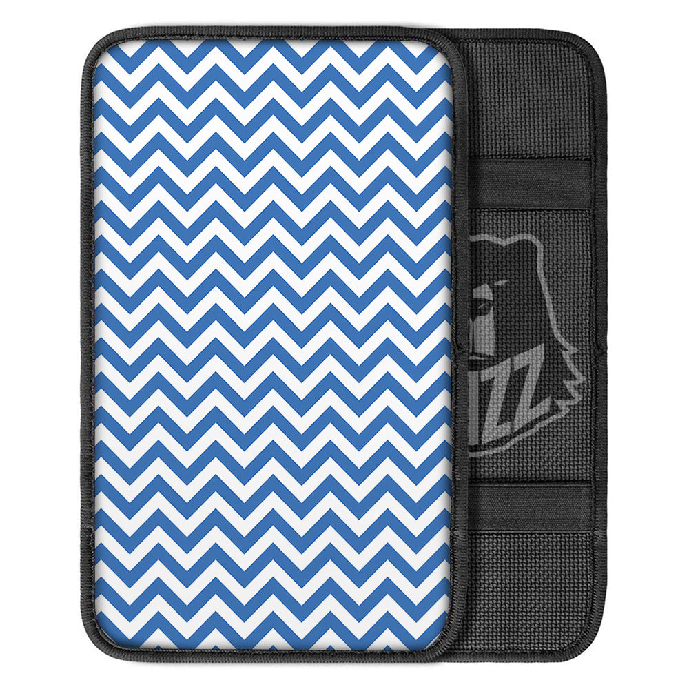 Blue Zigzag Print Pattern Car Center Console Cover-grizzshop