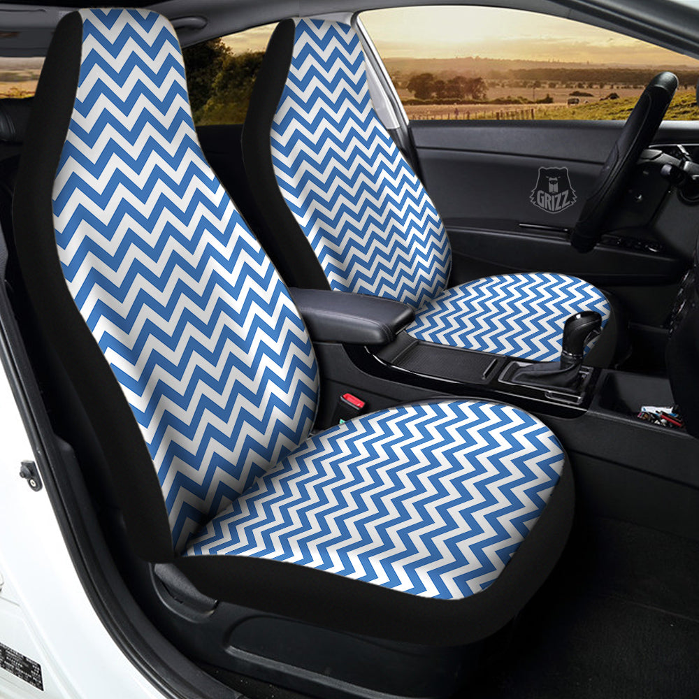 Blue Zigzag Print Pattern Car Seat Covers-grizzshop