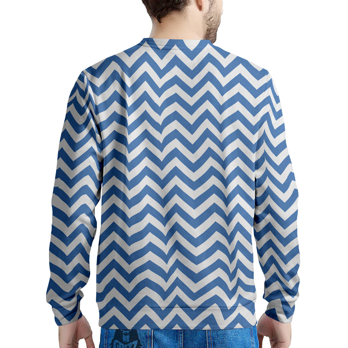 Blue Zigzag Print Pattern Men's Sweatshirt-grizzshop