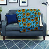 Blue Zigzag Sunflower Blanket-grizzshop