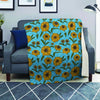 Blue Zigzag Sunflower Blanket-grizzshop