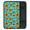 Blue Zigzag Sunflower Car Console Cover-grizzshop