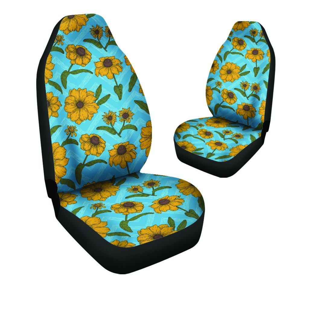 Blue Zigzag Sunflower Car Seat Covers-grizzshop