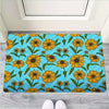 Blue Zigzag Sunflower Door Mat-grizzshop