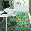 Blue Zigzag Sunflower Floor Mat-grizzshop