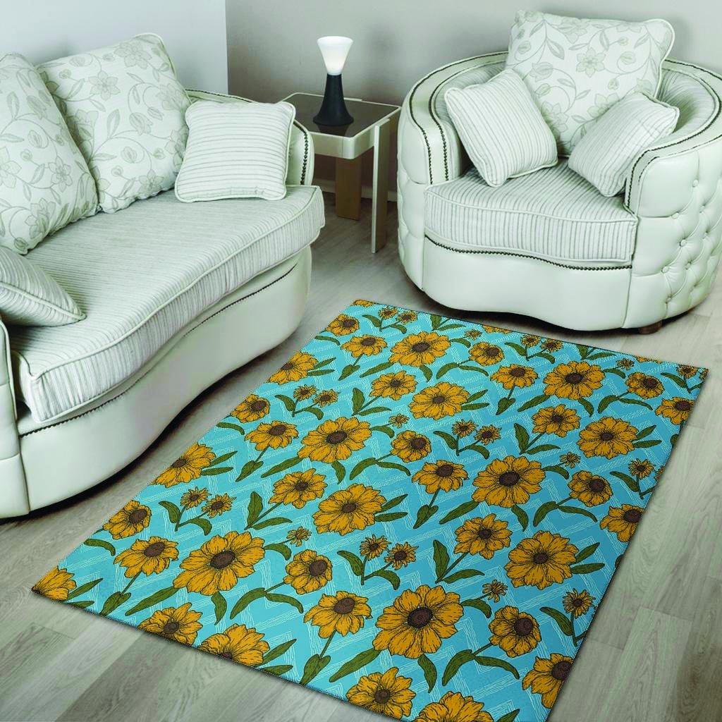 Blue Zigzag Sunflower Floor Mat-grizzshop