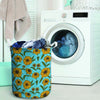 Blue Zigzag Sunflower Laundry Basket-grizzshop