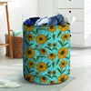 Blue Zigzag Sunflower Laundry Basket-grizzshop